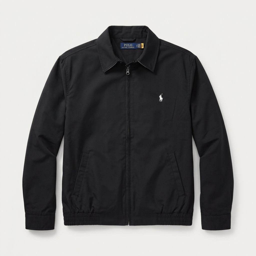 Micro Polyester Zip-Up Jacket - Black