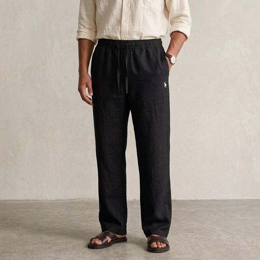 100% Remi Cotton Relaxed Fit Black Trousers
