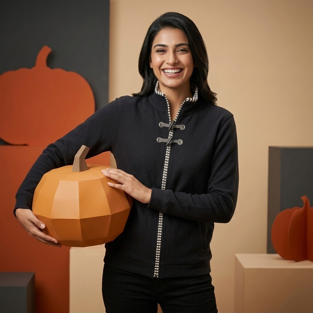 Front view of a premium navy ladies jacket
