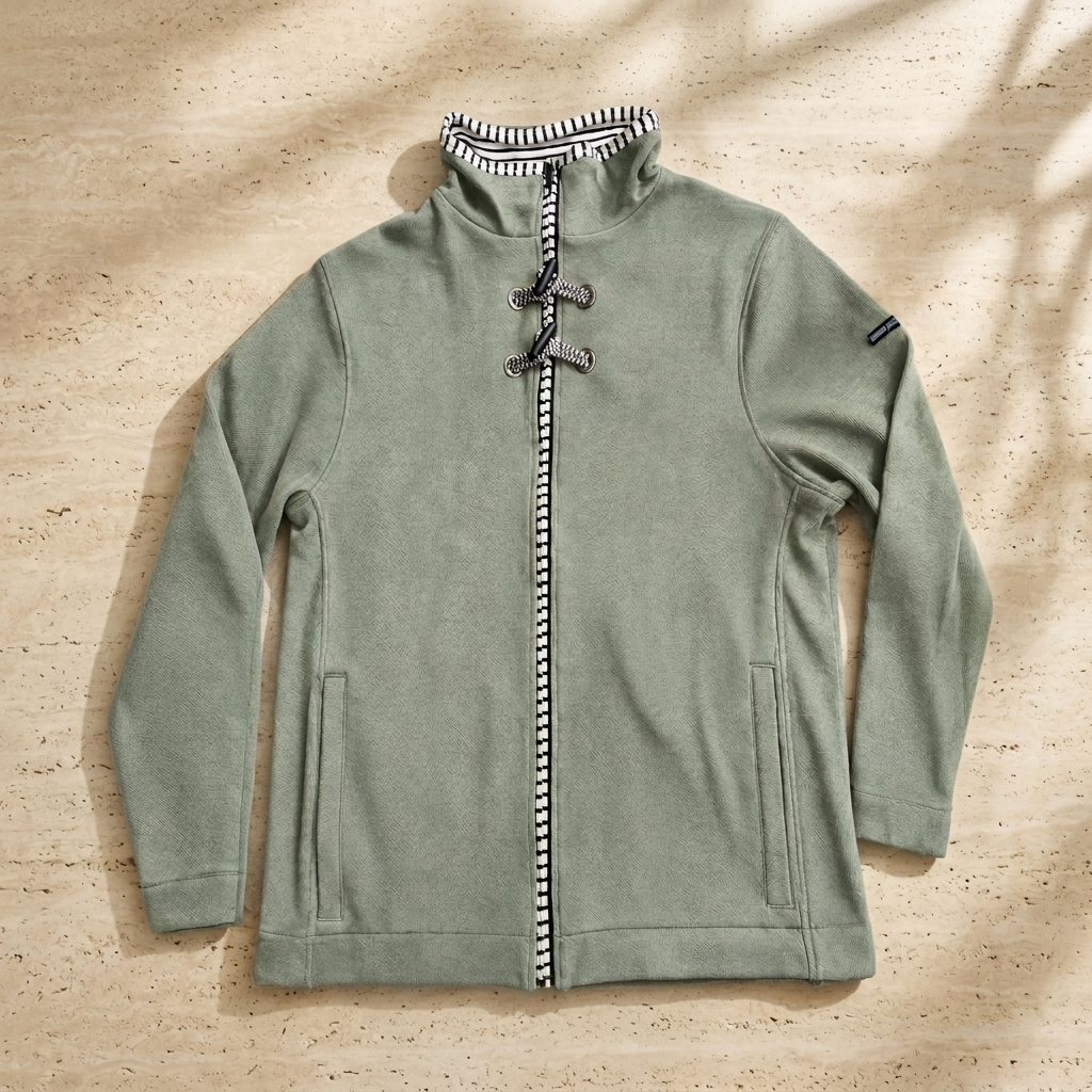 Woman styling a premium exported olive ladies jacket