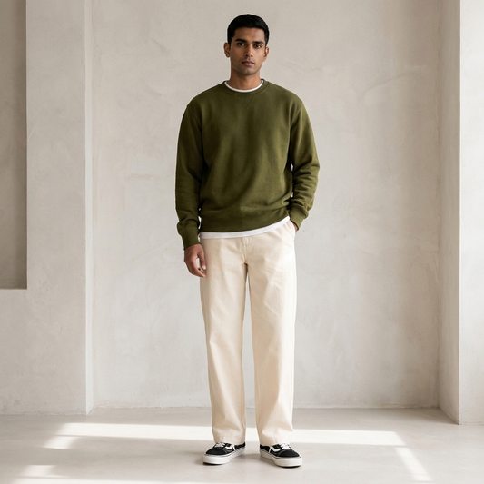 Arna Fashion Men's Ivory Relaxed Fit Trousers