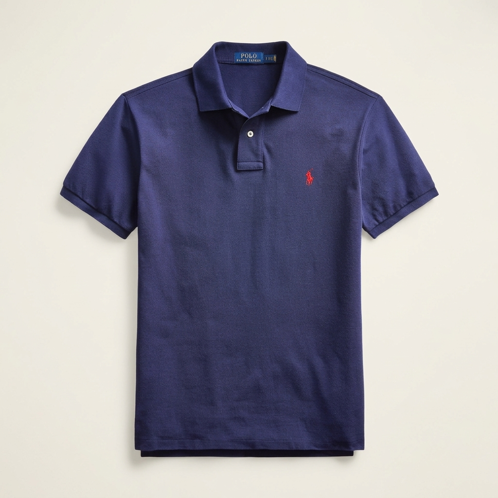 Model wearing a Newport Navy Ralph Lauren polo shirt