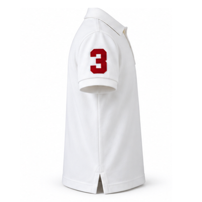 Ralph Lauren White Pique Polo with Triple Pony Detail