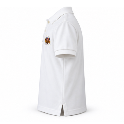 Ralph Lauren White Pique Polo with Triple Pony Detail