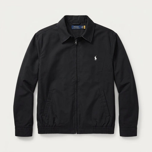 Micro Polyester Zip-Up Jacket - Black