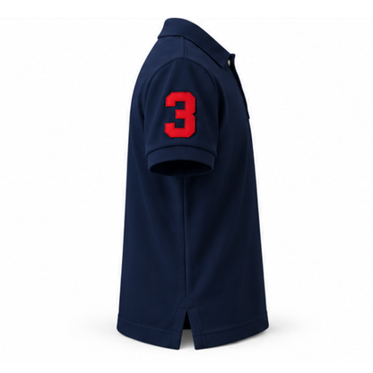Ralph Lauren Navy Pique Polo with Triple Pony Detail