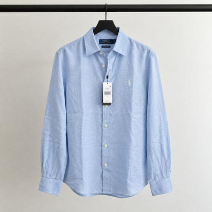 Men’s 100% French Linen Shirt - Classic Sky Blue