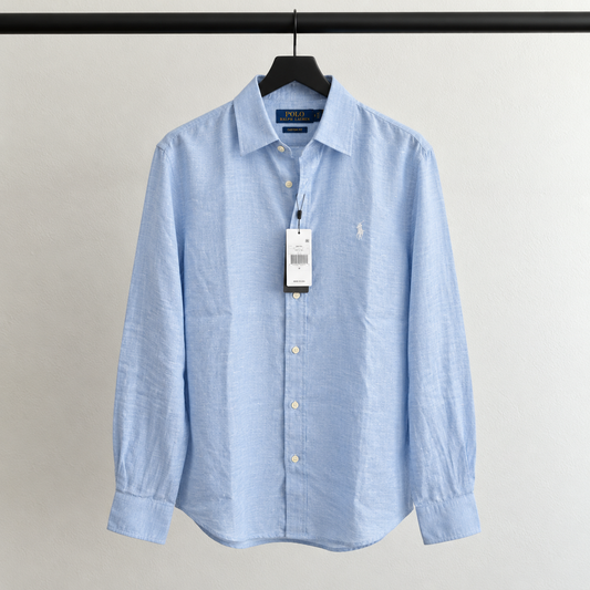 Men’s 100% French Linen Shirt - Classic Sky Blue
