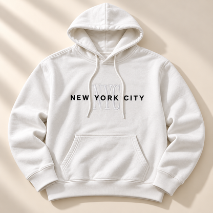 Men’s New York City Embroidered Cotton Fleece Hoodie - White