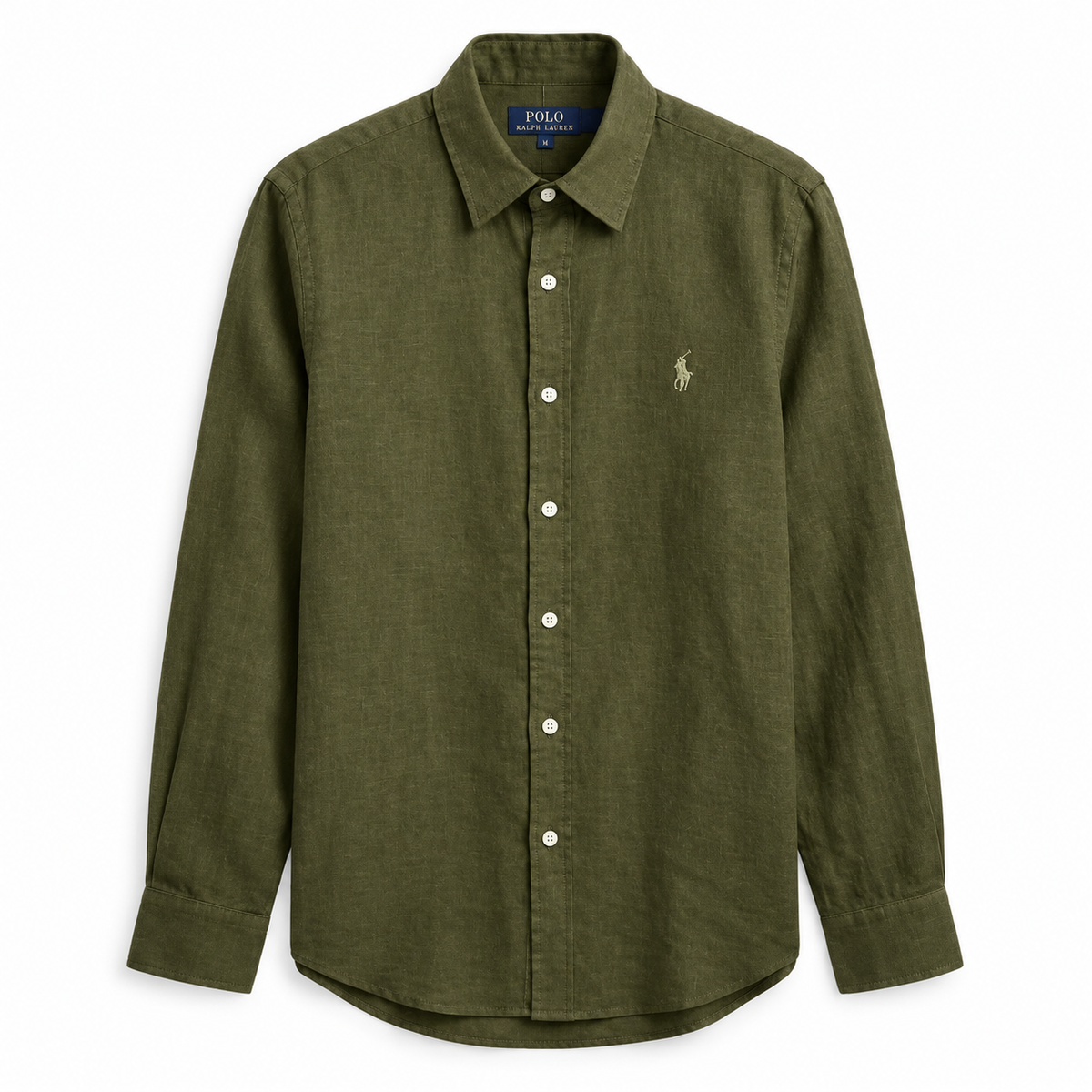 Men’s 100% French Linen Shirt - Classic Olive