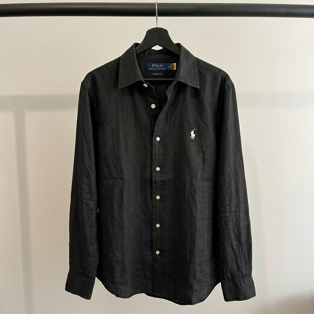 Men’s 100% French Linen Shirt - Classic Black