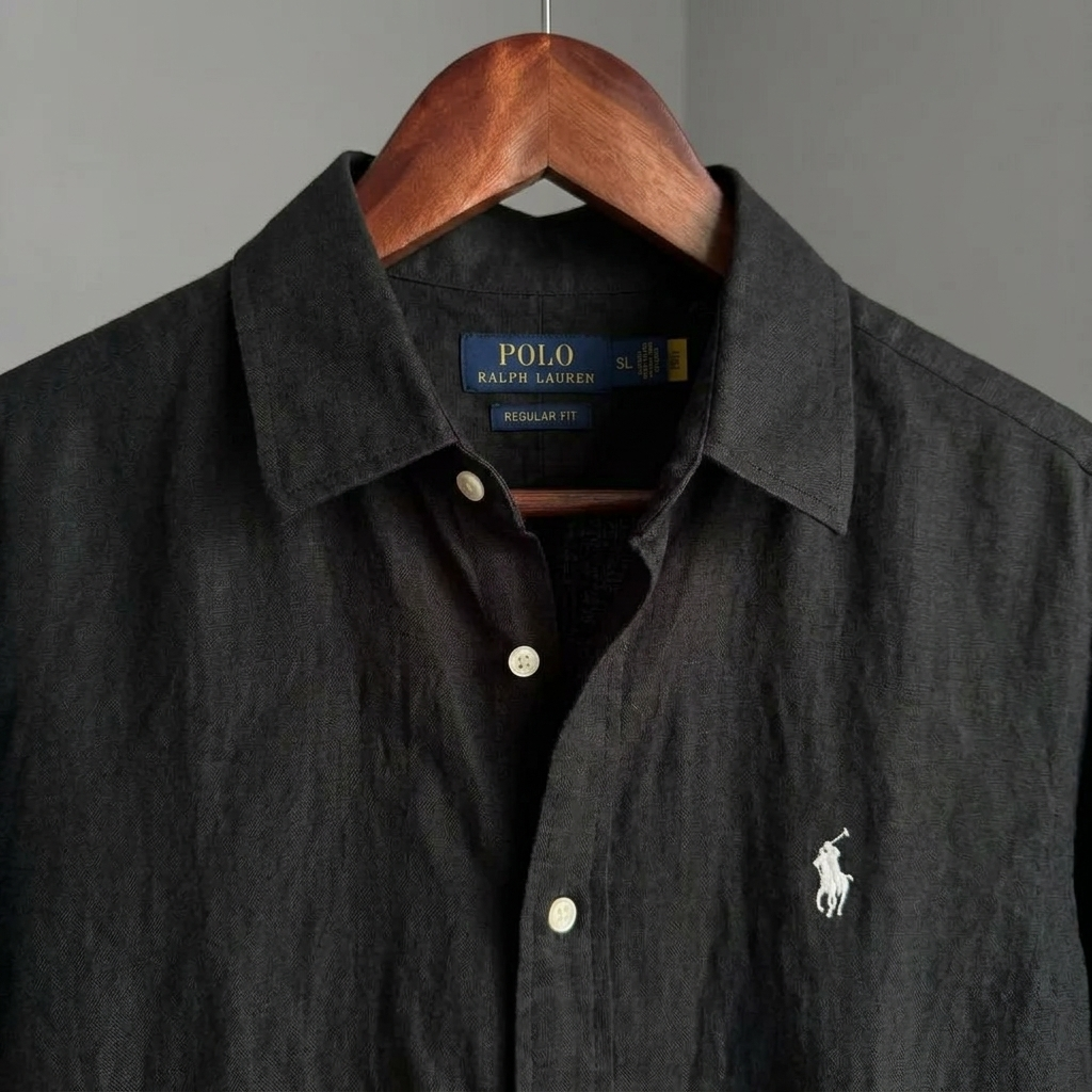 Men’s 100% French Linen Shirt - Classic Black