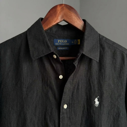 Men’s 100% French Linen Shirt - Classic Black
