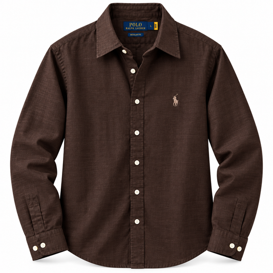 Men’s 100% French Linen Shirt - Classic Brown