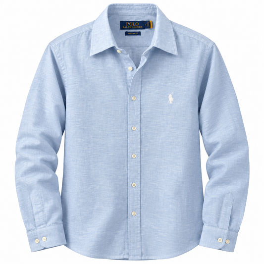 Men’s 100% French Linen Shirt - Classic Sky Blue