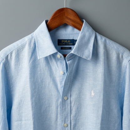 Men’s 100% French Linen Shirt - Classic Sky Blue