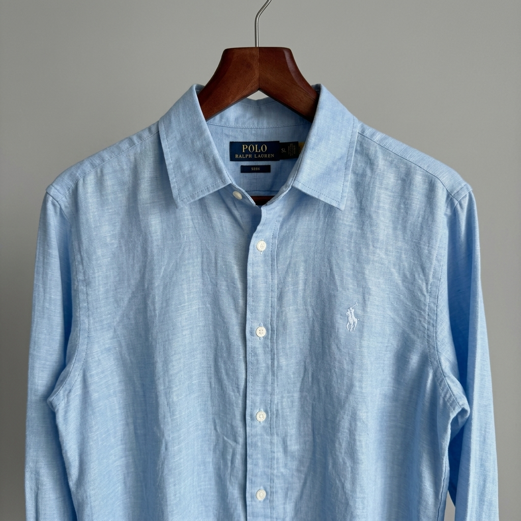 Men’s 100% French Linen Shirt - Classic Sky Blue