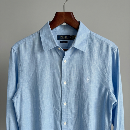 Men’s 100% French Linen Shirt - Classic Sky Blue