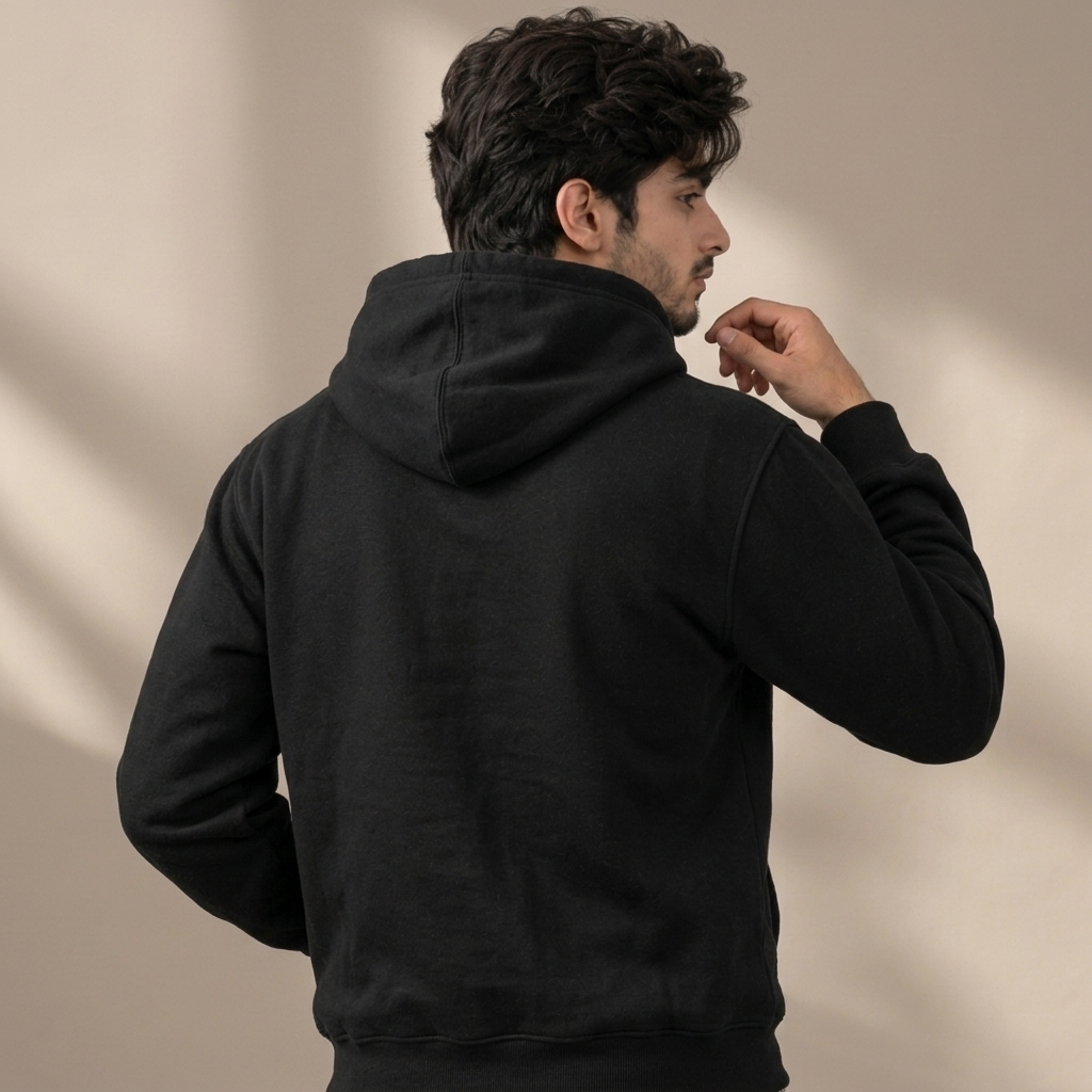 Men’s New York Embroidered Cotton Fleece Hoodie - Black