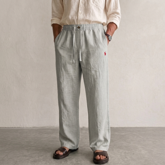 100% Remi Cotton Relaxed Fit Light Silver Trousers